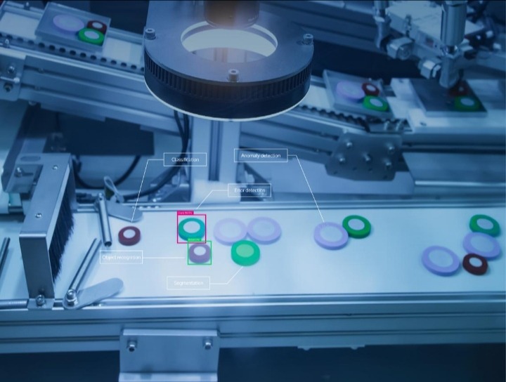 Anomaly detection highlighting an unusual product on a production line
