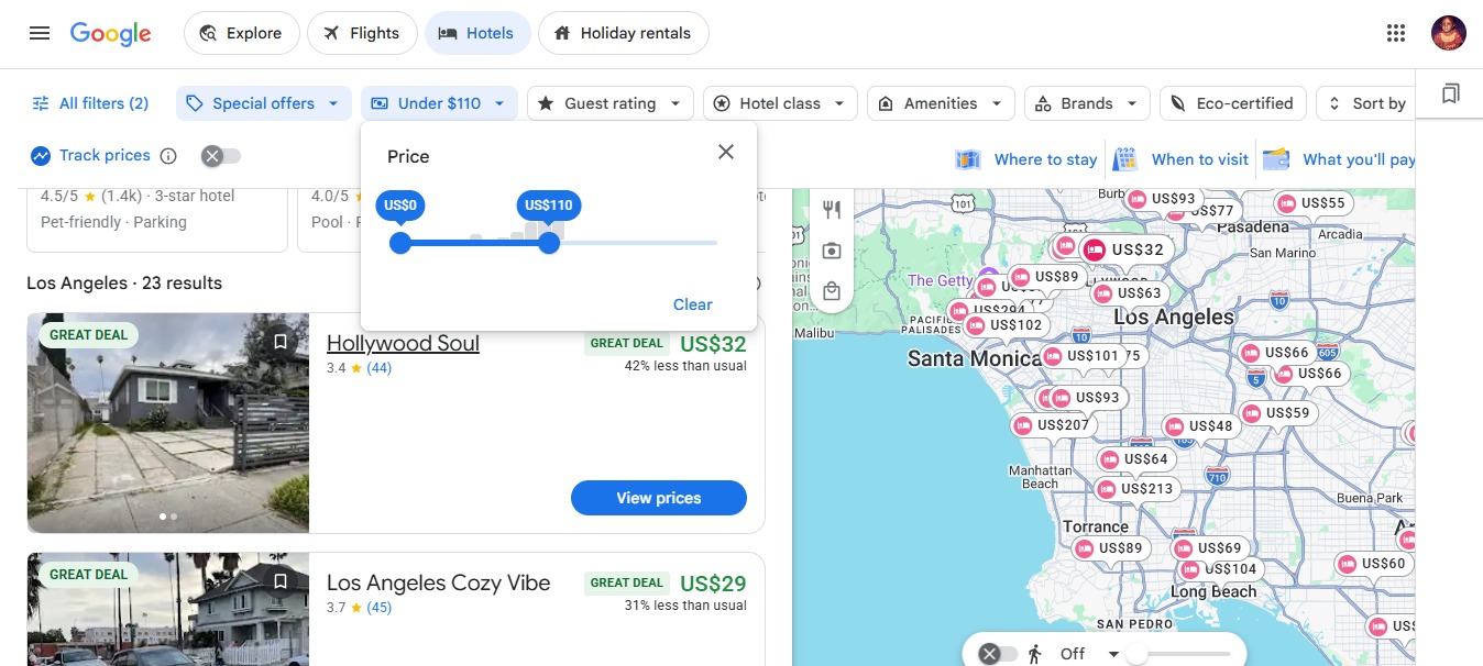 Google Hotels price-tracking