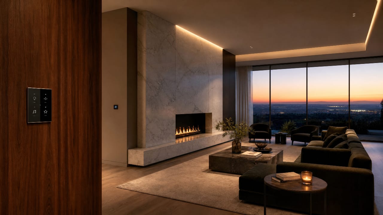 Luxury living room with subtle smart controls