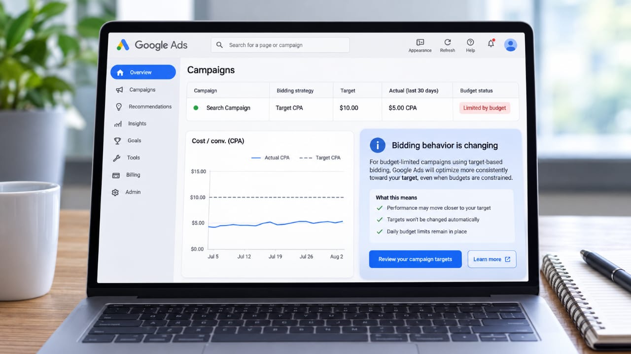 Google Ads Changes Target-Based Bidding for Budget-Limited Campaigns